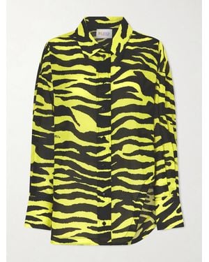 The Attico Asymmetric Animal-Print Cotton Shirt - Yellow