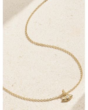 STONE AND STRAND Mini Evil Eye Kette Aus 14 Karat Mit Diamant - Natur