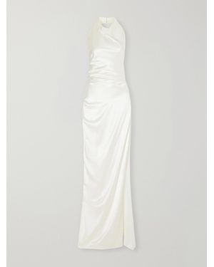 Vivienne Westwood Elisa Gathered Silk-Satin Halterneck Gown - White