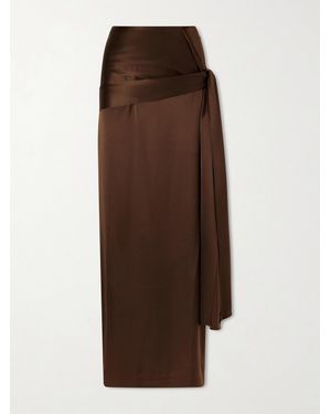 Heirlome Mila Silk Maxi Skirt - Brown