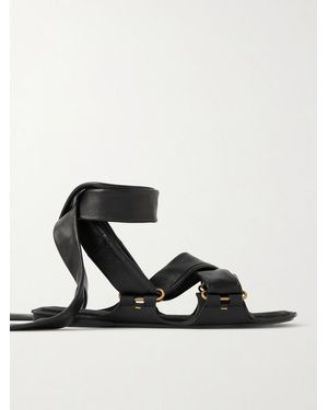 KHAITE Boden Tie-Detailed Leather Sandals - Black