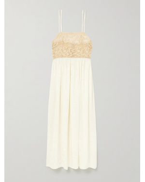 Bode Trousseau Lace And Silk-Jacquard Maxi Dress - White