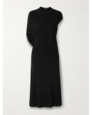 Jacquemus La Robe Salerno Asymmetric Open-Back Stretch-Jersey Midi Dress - Black