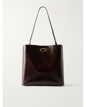 Amanu Luanda Striped Textured-Leather Tote - White
