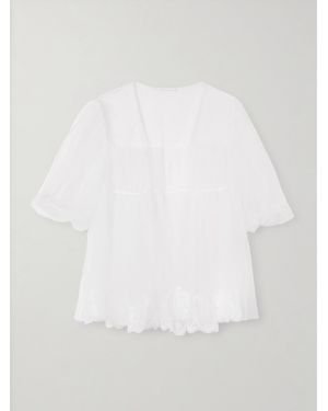 Rosamosario Mystery Of Roulettes Lace-Trimmed Layered Tulle Robe - White