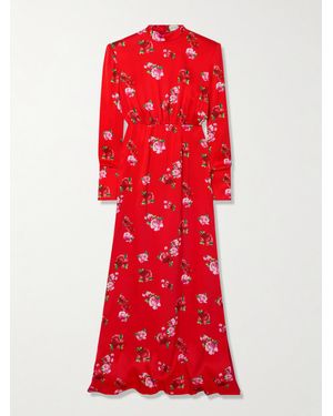 Magda Butrym Gathered Floral-Print Silk Maxi Dress