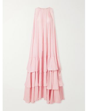 Marrakshi Life Ruffled Cotton Poplin Maxi Dress - Pink