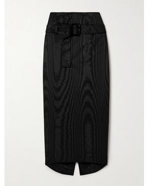 Wiederhoeft Salon Belted Recycled-Moire Midi Skirt - Black