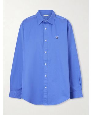 Aimé Leon Dore Logo-Embroidered Cotton-Poplin Oversized Shirt - Blue