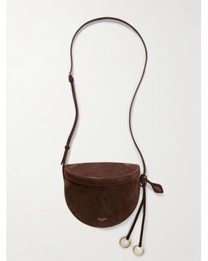 Alaïa Le Click Leather-Trimmed Nubuck Shoulder Bag - Brown