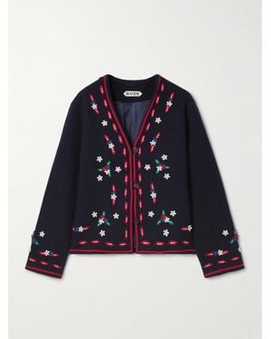 Bode Carroll Appliquéd Wool Felt Jacket - Bleu