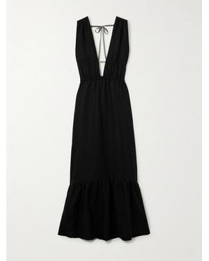 lemlem Lelisa Ruffled Linen-Blend Maxi Dress - Black