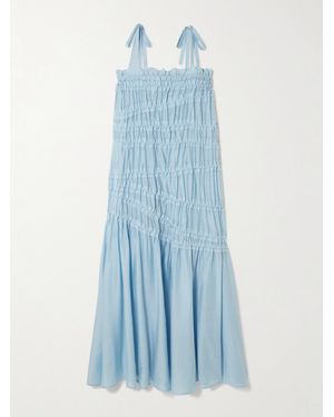 Tory Burch Midikleid Aus Einer Lyocell-Mischung Mit Raffungen Zum Binden - Blau