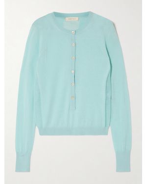 DIOTIMA Barton Pointelle-Knit Cashmere Henley Jumper - Blue