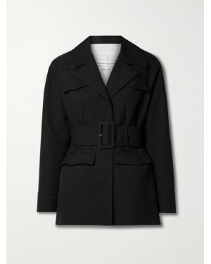Another Tomorrow Net Sustain Belted Organic Cotton Blazer - Black