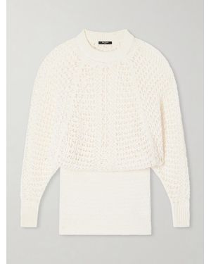 Balmain Crocheted Mini Dress - Natural