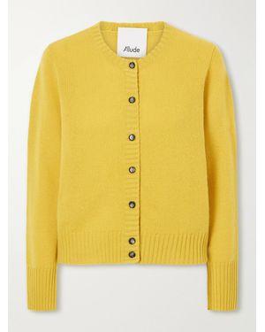 Allude Ribbed Cashmere Cardigan - Yellow