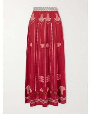 Emporio Sirenuse Embroidered Linen And Cotton-Blend Maxi Skirt