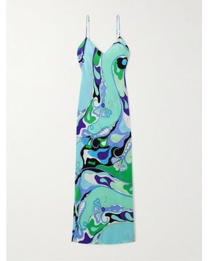 PUCCI Printed Silk Crepe De Chine Maxi Dress - Blue