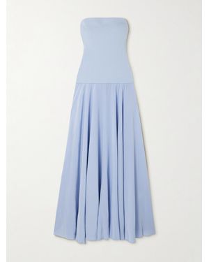 Esse Studios Illi Strapless Stretch-Knit And Silk-Crepe Maxi Dress - Blue