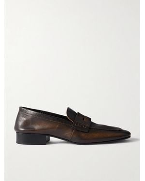 Dries Van Noten Glossed-Leather Penny Loafers - Brown