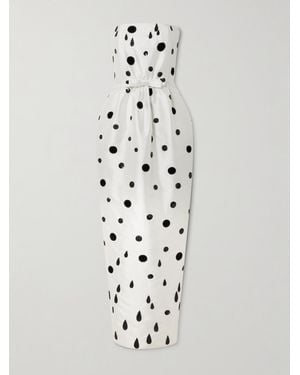BERNADETTE Lenette Strapless Embellished Polka-Dot Taffeta Gown - Weiß