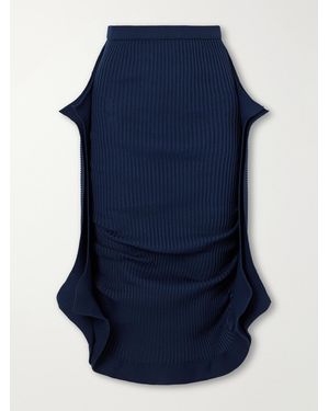 Issey Miyake Prance Stretch Rib-Knit Midi Skirt - Blue