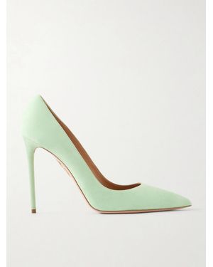 Aquazzura Purist 105 Suede Court Shoes - Green