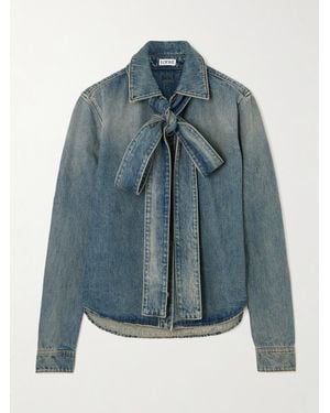 Loewe Bow-Detailed Denim Shirt - Blue