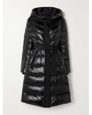 Mackage Coralia Belted Quilted Glossed Recycled-Shell Down Coat - Black