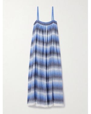 lemlem Eda Striped Cotton-Gauze Midi Dress - Blue