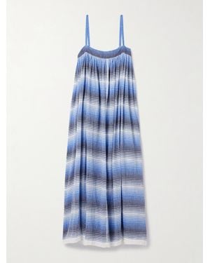 lemlem Eda Striped Cotton-Gauze Midi Dress - Blue