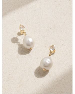 Alison Lou Boucles D'Oreilles En Or 14 Carats (585/1000) Topazes Et Perles Tear - Neutre