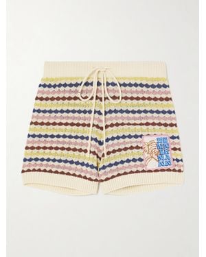 Zimmermann Awaken Appliquéd Striped Cotton-Blend Shorts - Metallic