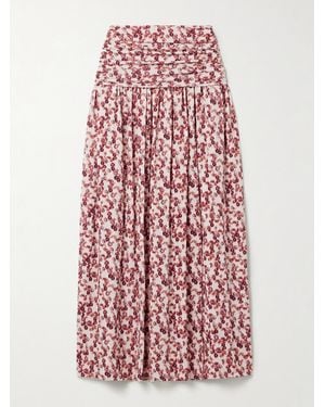 Isabel Marant Gwendy Maxirock Aus Stretch-Jersey Mit Blumenprint Und Raffungen - Rot