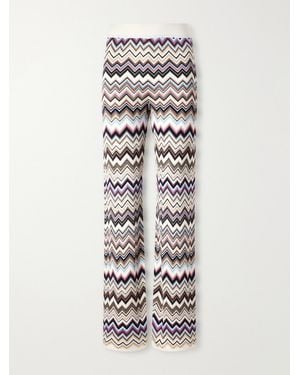 Missoni Striped Crochet-Knit Straight-Leg Pants - White