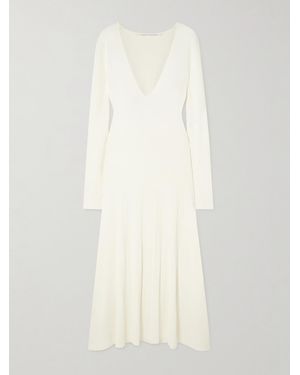 Maria McManus Ribbed-Knit Midi Dress - White