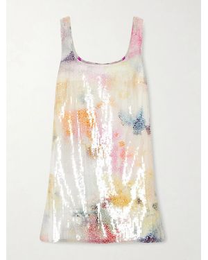 Aje. Dahlia Floral-Print Sequined Mesh Mini Dress - White
