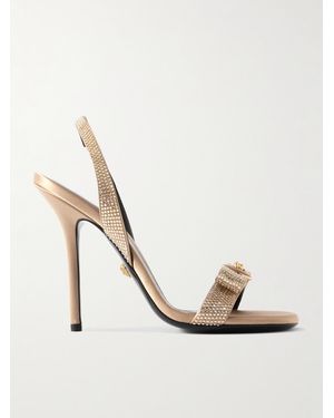 Versace Opera Slingback-Sandalen Aus Satin Mit Verzierungen - Natur