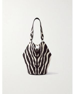 KHAITE Lotus Mini Zebra-Print Calf Hair And Suede Tote - White