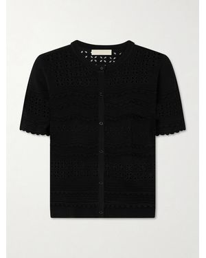 Ulla Johnson Abriana Eyelet-Embellished Knitted Shirt - Black