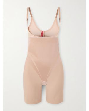 Spanx Supersculpt Transform Open-Bust Mid-Thigh Oberschenkellanger Body Aus Stretch-Material Mit Freiem Dekolleté - Natur