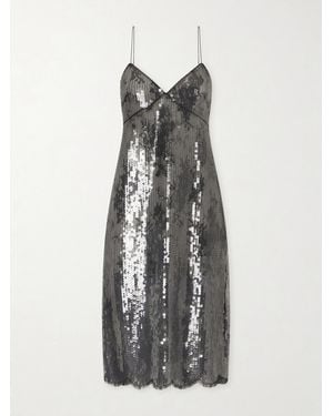 Veronica de Piante Aya Lace-Trimmed Sequin Midi Dress - White