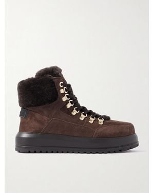 Bogner Antwerp Shearling-Lined Suede Ankle Boots - Brown