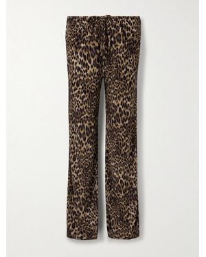 Nili Lotan Adriel Leopard-Print Crepe De Chine Wide-Leg Trousers - Brown