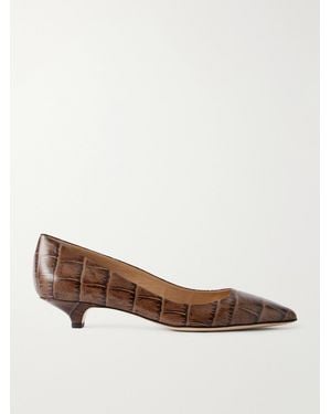 Jamie Haller The Kitty Croc-Effect Leather Court Shoes - Brown