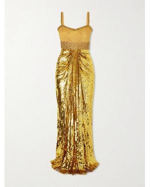gold hoco.dress Plus Size Sequin Leaf Bodice Formal Evening Dress main image 1