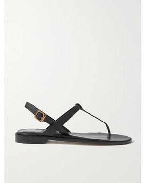 Manolo Blahnik Hata Leather Slingback Sandals - Black