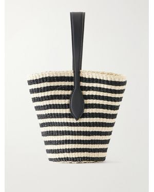 Liffner Sprout Leather-Trimmed Striped Sisal Shoulder Bag - Natural