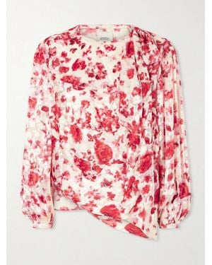 Isabel Marant Firma Floral-Print Chiffon Blouse - Red